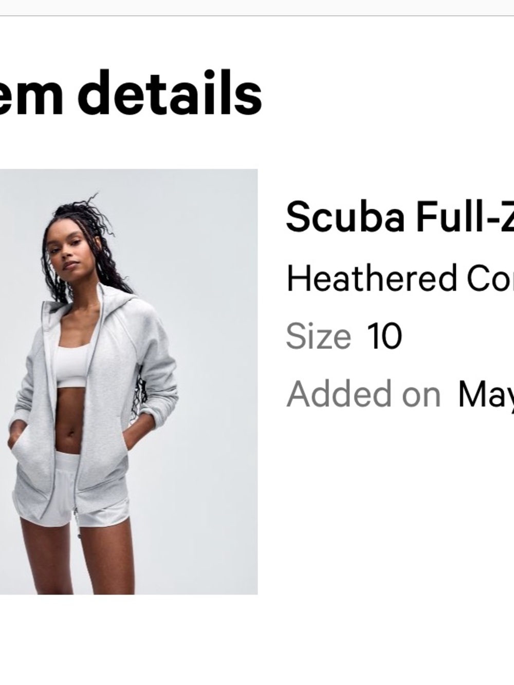 lululemon athletica 🍋 Scuba Full-Zip Hoodie in Heathered Core Ultra Light Gray - Picture 8 of 8
